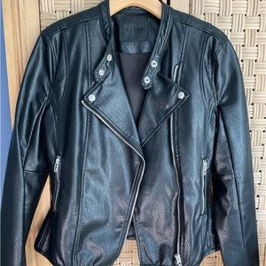 Blank NYC Faux Leather Jacket with Denim Insert Black sz S small